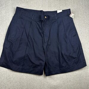 La Mode Shorts Mens 40 Navy Blue Pleated Cotton Twill Made USA Classic Fit New